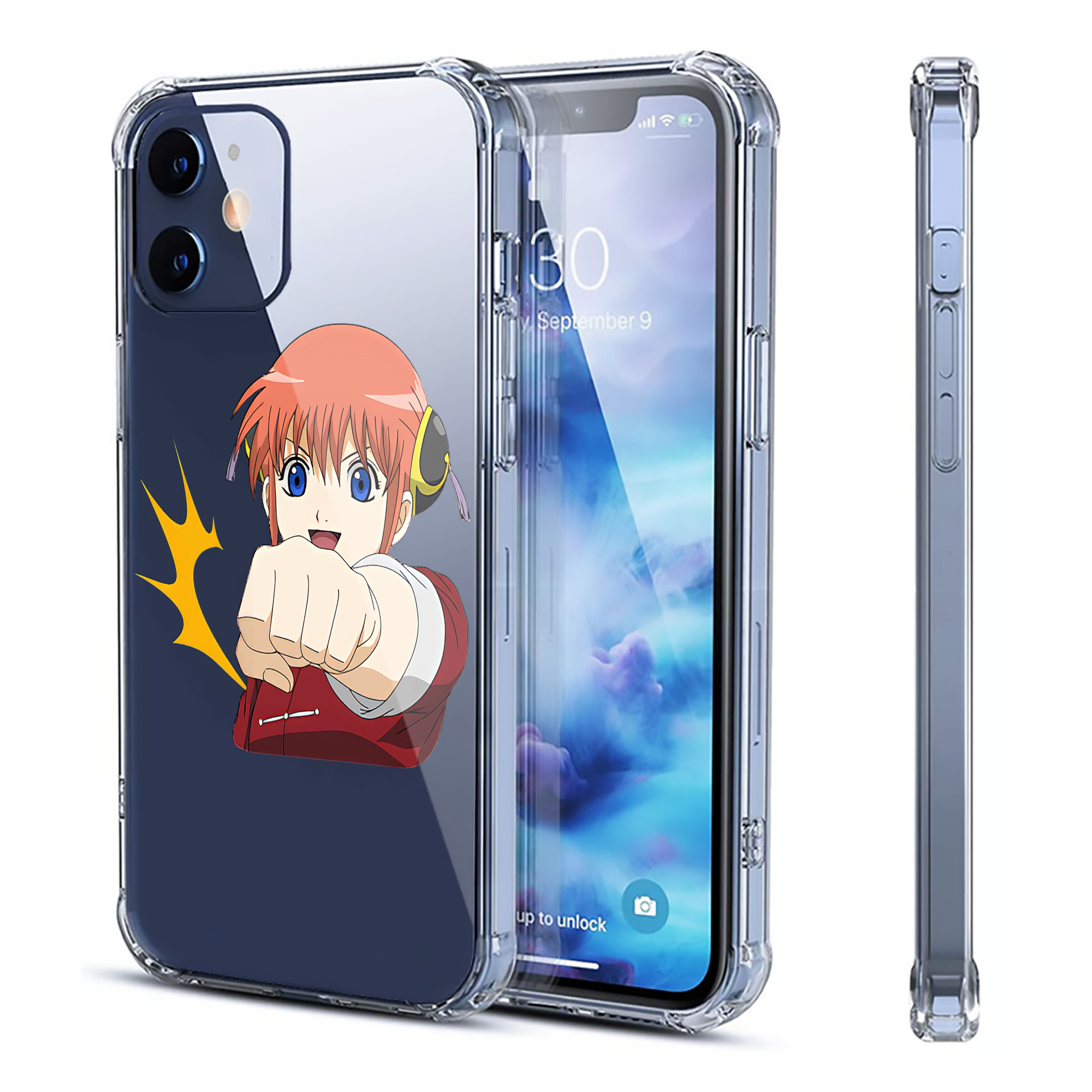 （画像用） ぎんたま 坂田銀時（さかたぎんとき） 神楽 志村新八（しむら しんぱち） GINTAMA Sakata Gintoki Kagura Shimura Shinpachi 【iPhone 12シリーズ対応】透明スマホケース（クリアソフトケース）